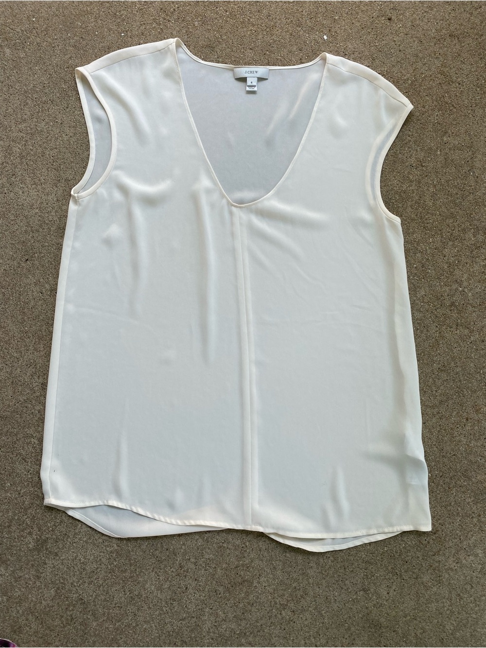 J. Crew Cream V-Neck Cap-Sleeve Blouse